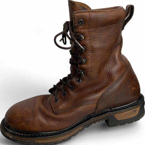 Rocky Pitstop Waterproof Western Work Combat Lace Up Leather Boots Men's 9 M - Picture 7 of 12